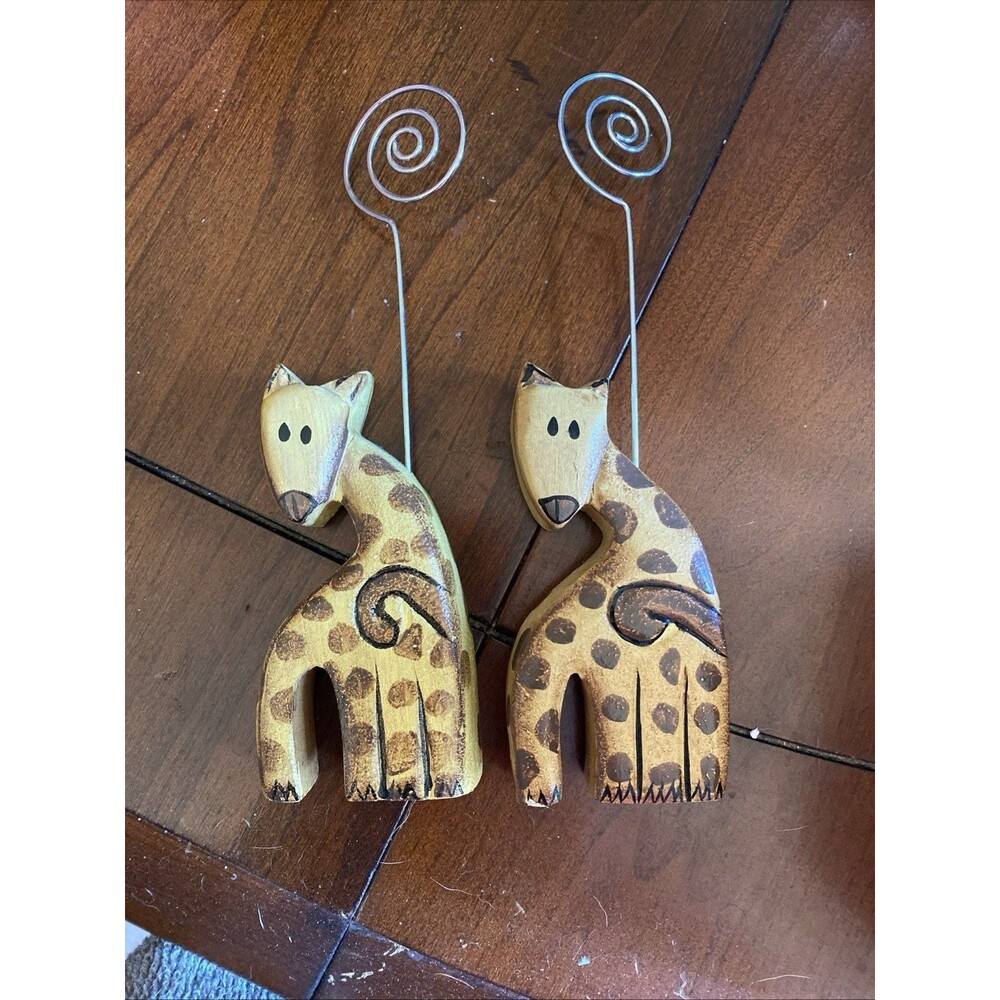 Pier 1 Set 2 Wooden Giraffe Picture/Note Holder Pier 1